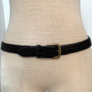 Talbots sz S brown braided leather belt with solid brass buckle